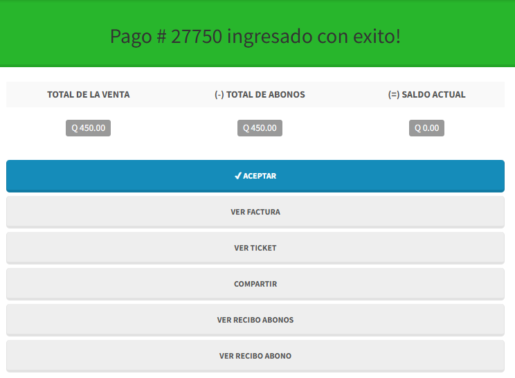 Pago aplicado resumen
