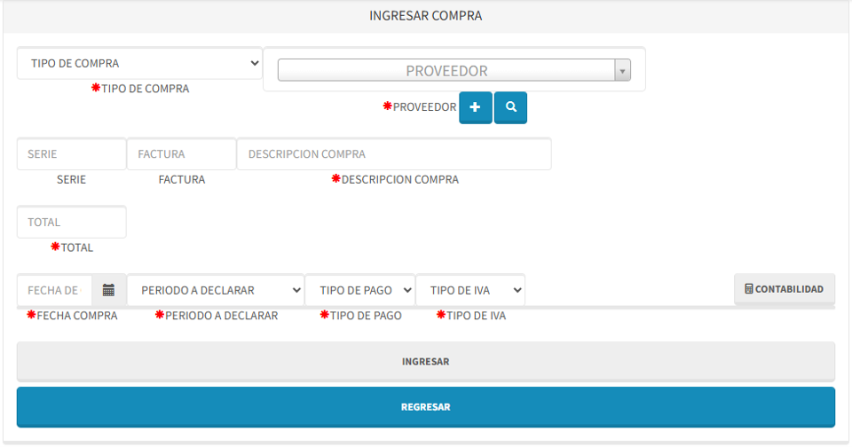 Formulario inicial de compra