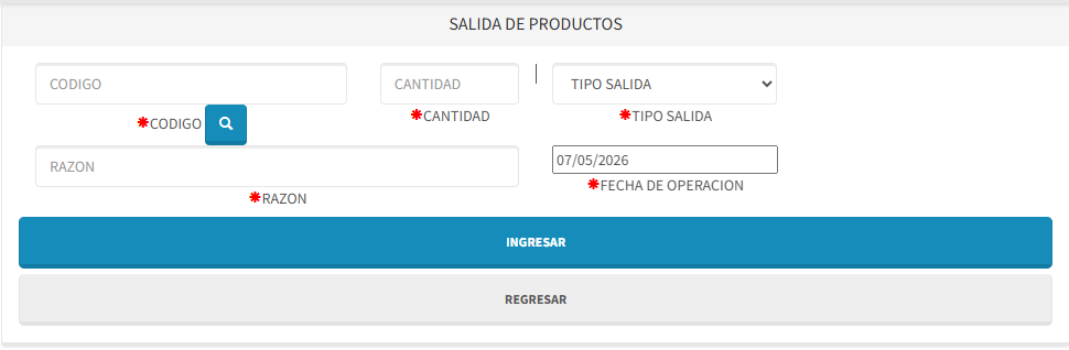 Salida de productos